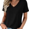 Zeagoo Womens Tops Summer Casual Short Sleeve Tshirts Business Basic Spring V-Neck Shirts Outfits S-3XL